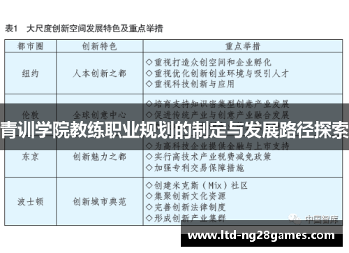青训学院教练职业规划的制定与发展路径探索 青训学院教练职业规划的制定与发展路径探索